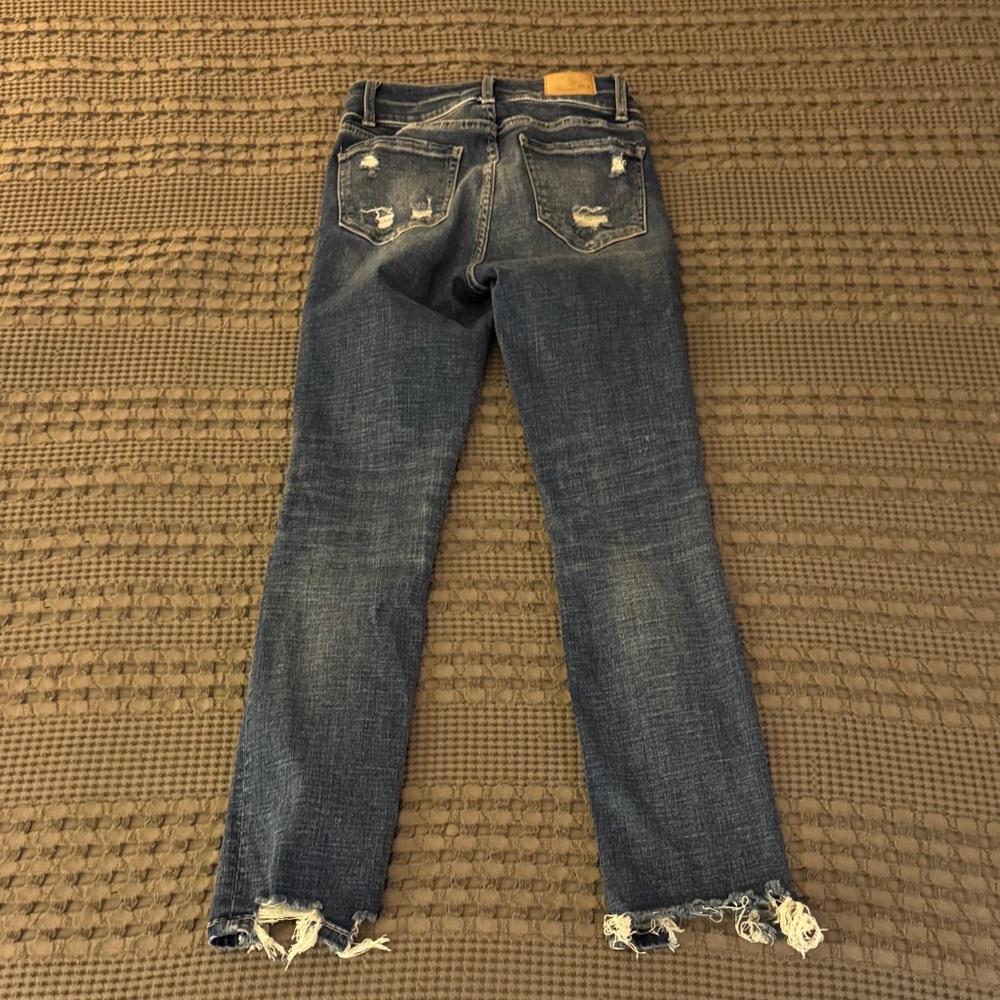BKE Distressed Dark Blue Straight Leg Jeans - Picture 3 of 3